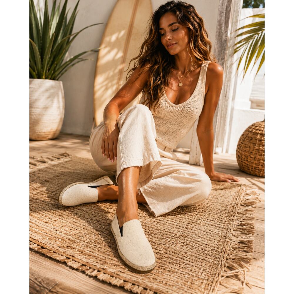 Patara Womens 9 Natural Hemp Espadrille Slip On Flats EU 40 Ivory